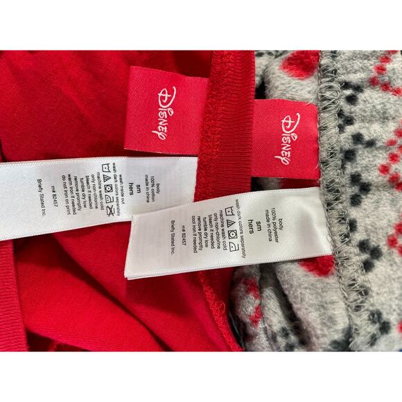 Disney Womens Minnie Mouse 2 Pc PAJAMAS Size Small Fleece Pants RED Gray - Picture 11 of 11
